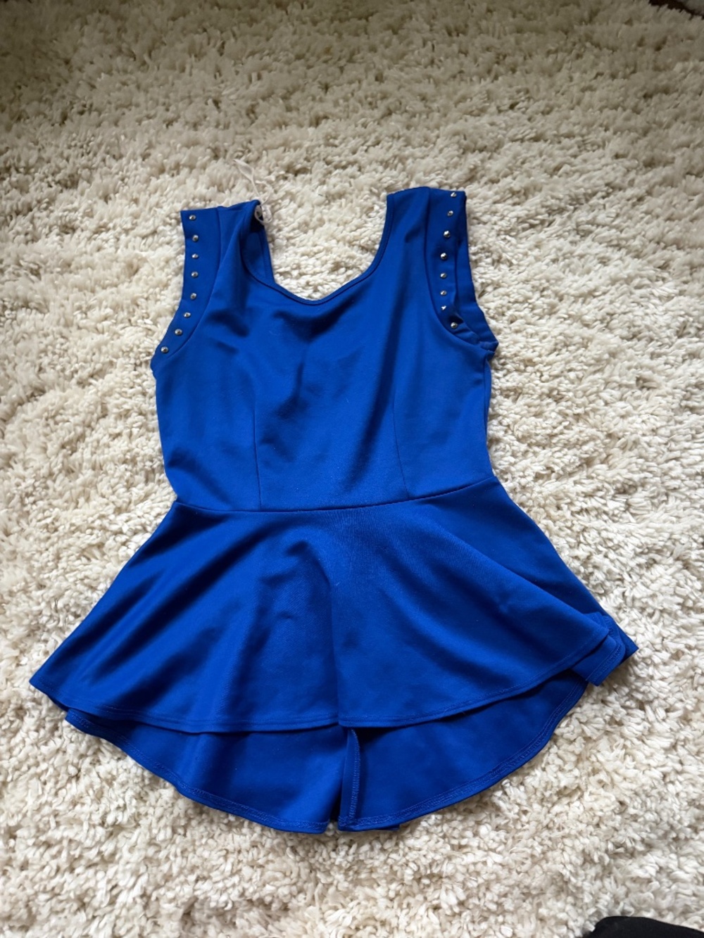 Cobalt blue sleeveless Cobalt Blue Studded Peplum blue navy women’s cute peplum